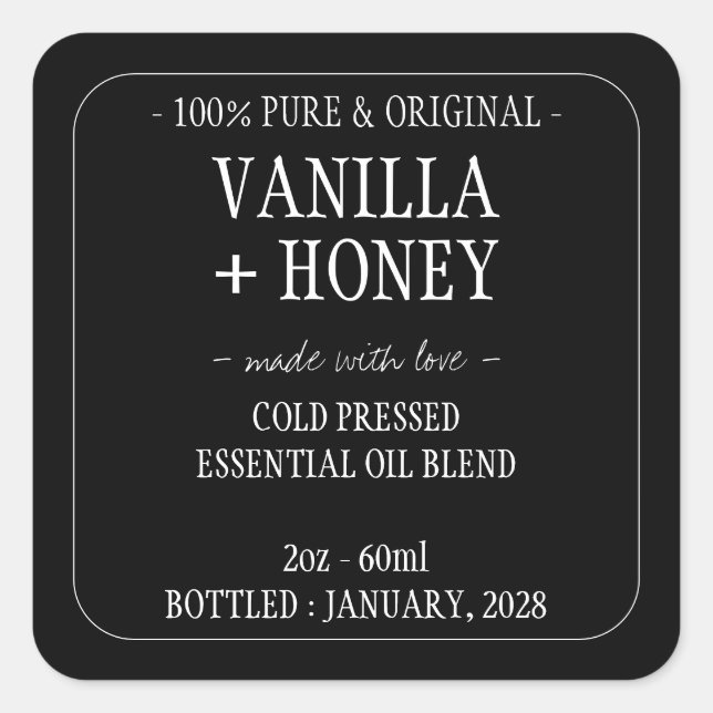 Essential Oil Cosmetic Bottle Square Sticker (Front)