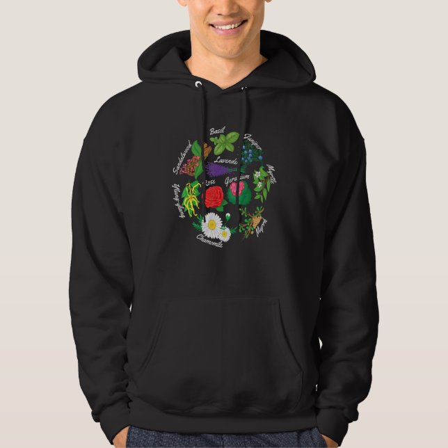Essential Oil Herb Rose Lavender Basil Geranium Pl Hoodie (Front)