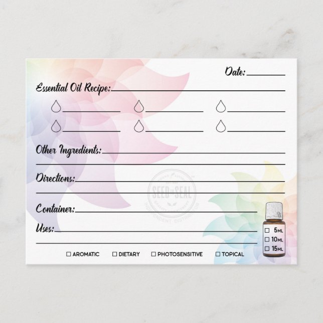 Essential Oil Recipe Postcard (Front)