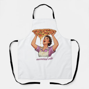 Essential Oils Funny Pizza Illustration Girly Apron