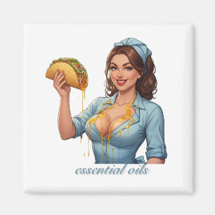 Essential Oils Funny Taco Illustration Girly Magnet