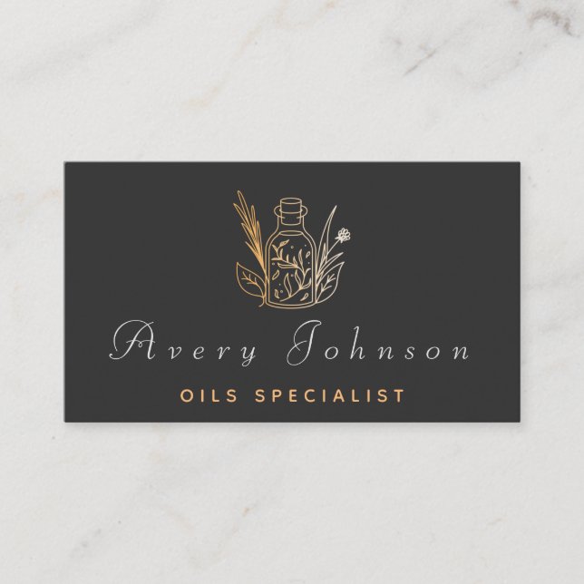 Essential Oils Specialist Magic Ombre Drawn Bottle Business Card (Front)