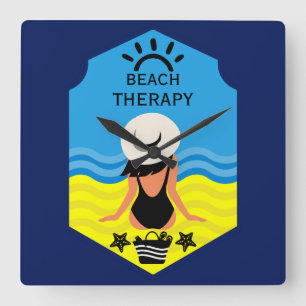 Essential Summer Beach  Square Wall Clock