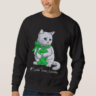 Essential Tremor Awareness Month Green Ribbon Cat Sweatshirt