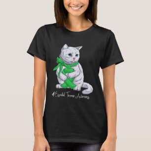 Essential Tremor Awareness Month Green Ribbon Cat T-Shirt
