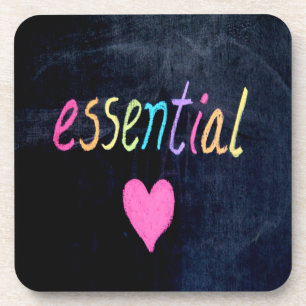 Essential Worker Support Heart on Chalk Board Coaster