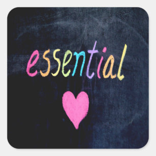 Essential Worker Support Heart on Chalk Board Square Sticker