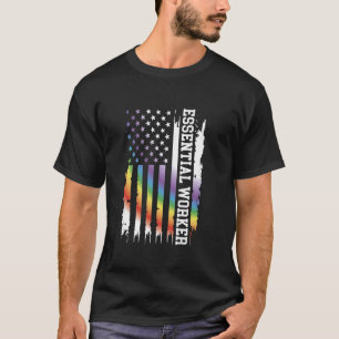 Essential Worker United States Distressed Rainbow T-Shirt