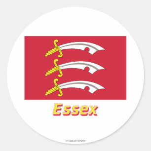 Essex Flag with Name Classic Round Sticker
