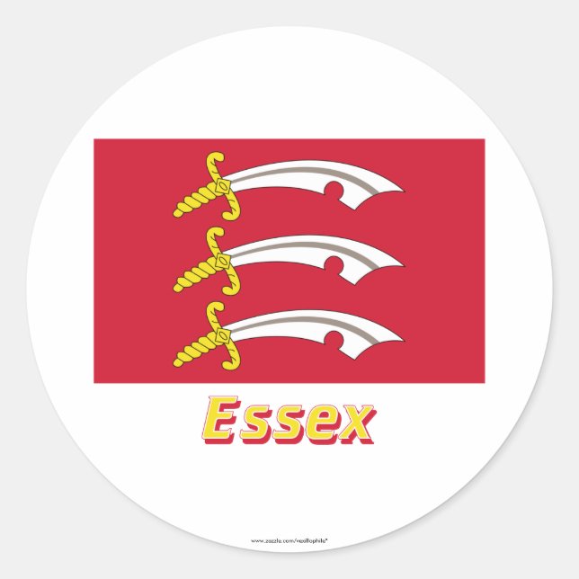 Essex Flag with Name Classic Round Sticker (Front)