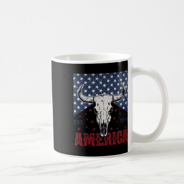 Est 1776 Cow Skull Funny 4th Of July  Coffee Mug (Right)