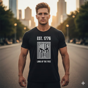 EST. 1776 Patriotic Punisher Skull Us Flag T-Shirt