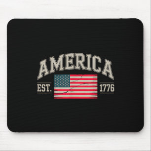 Est 1776 Patriotic Us American Flag 4th Of July Am Mouse Pad