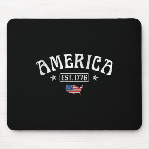 Est 1776 Patriotic Us American Flag 4th Of July Am Mouse Pad