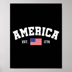 Est 1776 Patriotic Us American Flag 4th Of July Am Poster