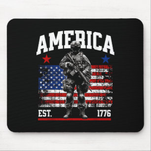 Est 1776 Patriotic Us American Vintage Flag 4th Of Mouse Pad