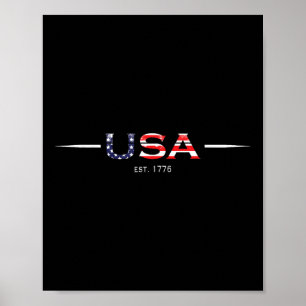 Est 1776 Patriotic Usa Flag 4th Of July America Fu Poster