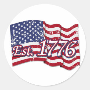 Est. 1776 USA Flag - distressed Classic Round Sticker