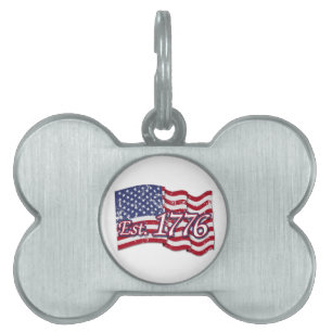 Est. 1776 USA Flag - distressed Pet ID Tag