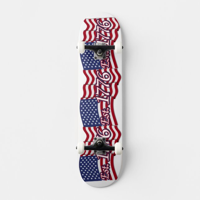 Est. 1776 USA Flag Skateboard (Front)