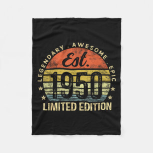 Est 1950 Limited Edition 75th Birthday Vintage 75  Fleece Blanket