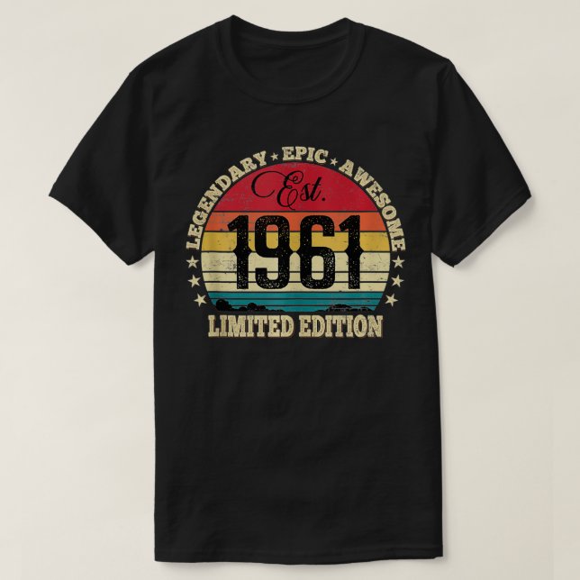 Est 1961 Limited Edition  60th Birthday Cute Vinta T-Shirt (Design Front)