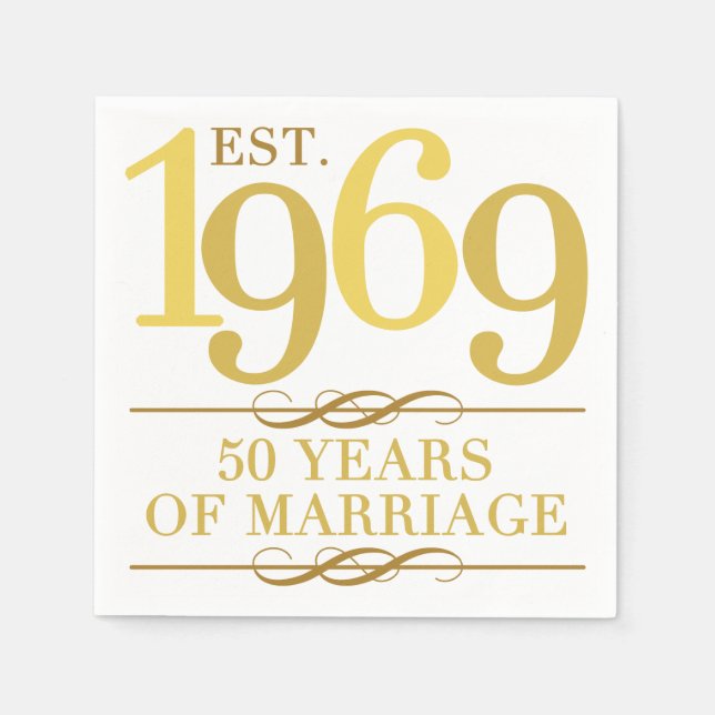 Est. 1969 50th Wedding Anniversary Napkin (Front)