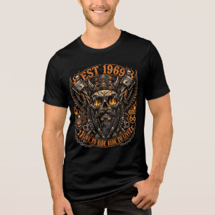 Est 1969 Bearded Skull Biker Tri-Blend Shirt