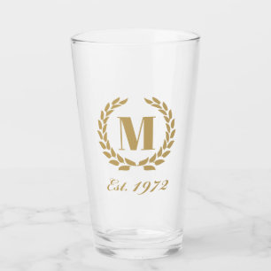 Est. 1972 birthday Monogram Gold Glass
