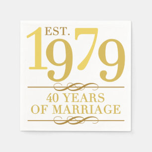 Est. 1979 40th Wedding Anniversary Napkin