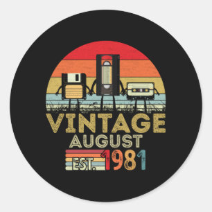 EST 1981 Vintage 40th Birthday August Classic Round Sticker