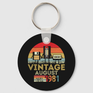 EST 1981 Vintage 40th Birthday August Key Ring
