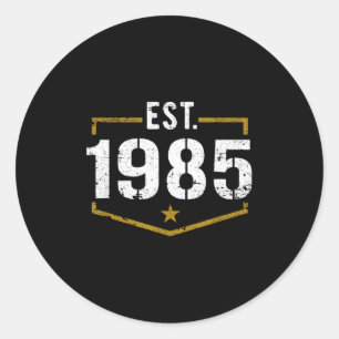 Est 1985 Vintage Style Established 1985 Birthday T Classic Round Sticker