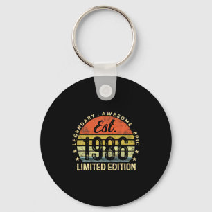 Est 1986 Limited Edition 40th Birthday Vintage 40 Key Ring