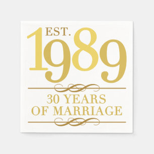 Est. 1989 30th Wedding Anniversary Napkin