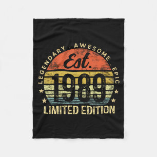 Est 1989 Limited Edition 35th Birthday Vintage 35 Fleece Blanket
