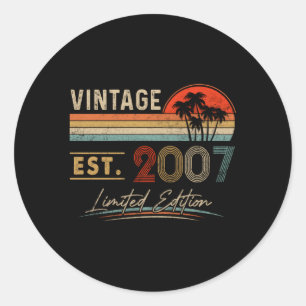 Est 2007 16Th 16 Classic Round Sticker