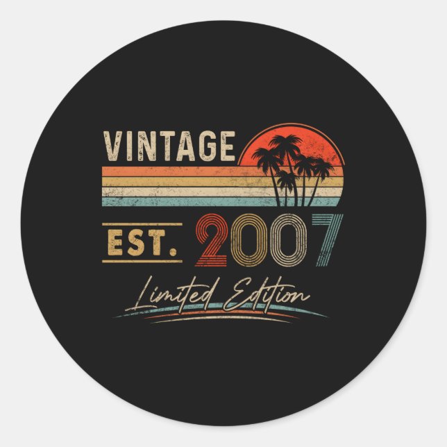 Est 2007 16Th 16 Classic Round Sticker (Front)