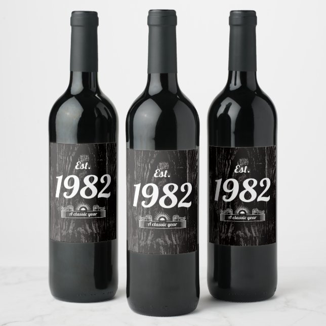 Est. in 1982 A Classic Year Wine Label (Bottles)