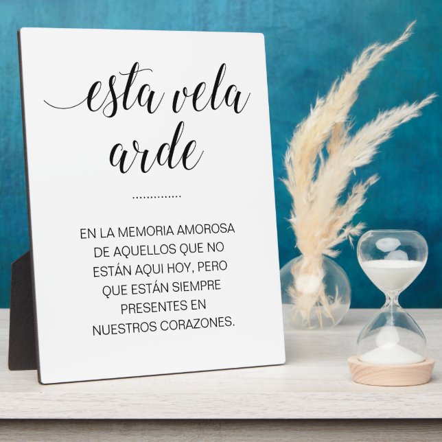 Esta Vela Arde Wedding Memorial in Spanish Plaque (Side)