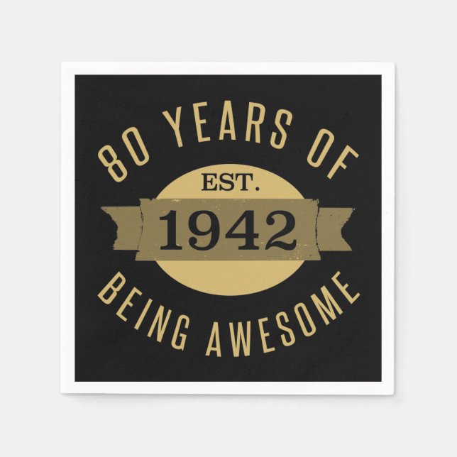 Established 1942 80th Birthday Napkin (Front)