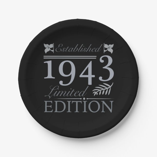 Established 1943 80th Birthday Paper Plate (Front)