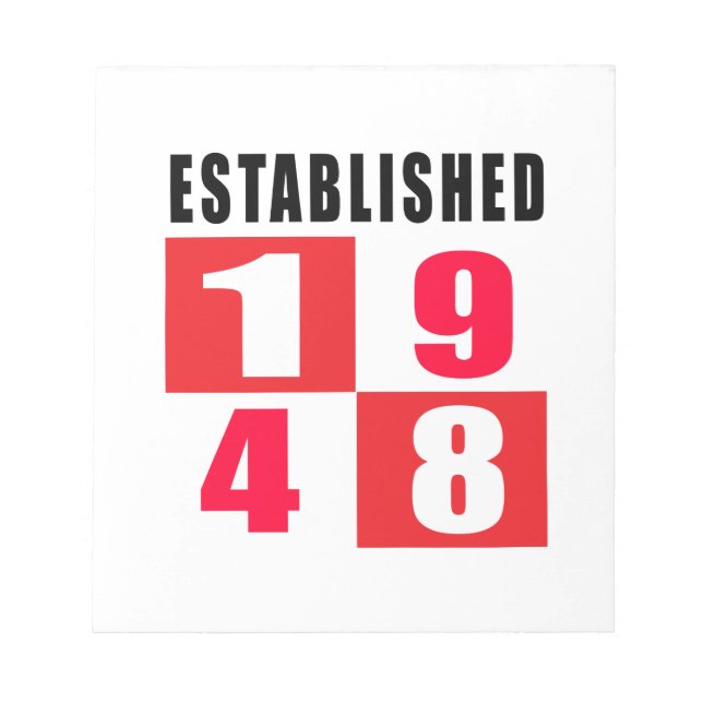 Established 1948 Birthday Designs Notepad (Front)
