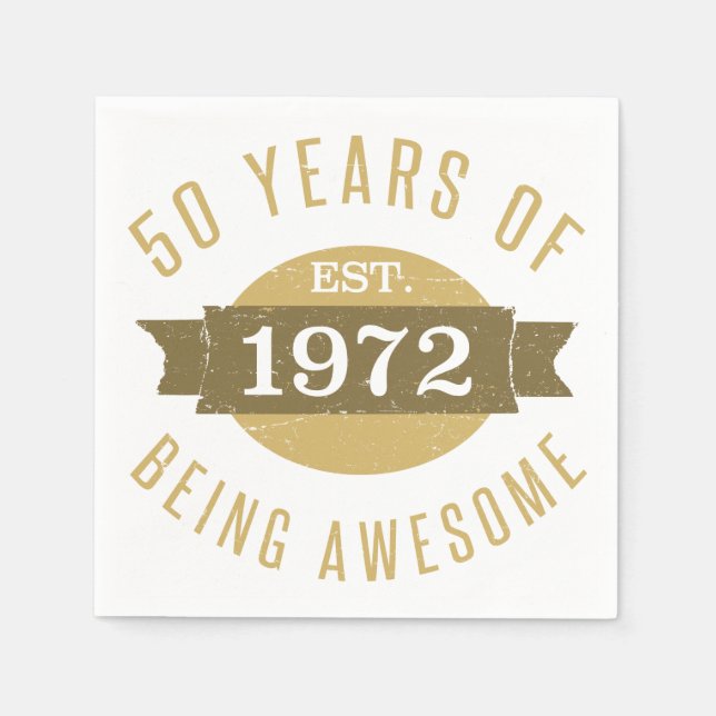 Established 1972 50th Birthday Napkin (Front)