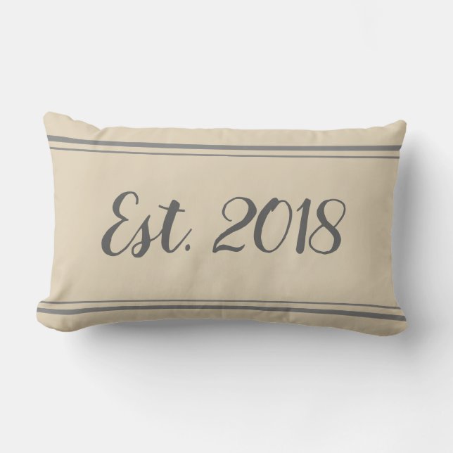 Established 2018 Grey and Beige Pillow (Front)