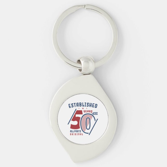 Established 50 Years Ago  | Birthday Gift Idea II Key Ring (Front)