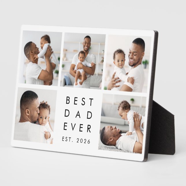 Established 5 Photos Best Dad Ever  Plaque (Side)