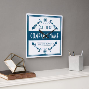 Established Business Name, Decorative Square Wall Clock