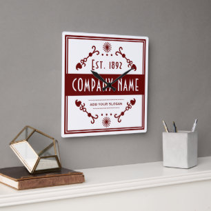 Established Business Name, Decorative Square Wall Clock