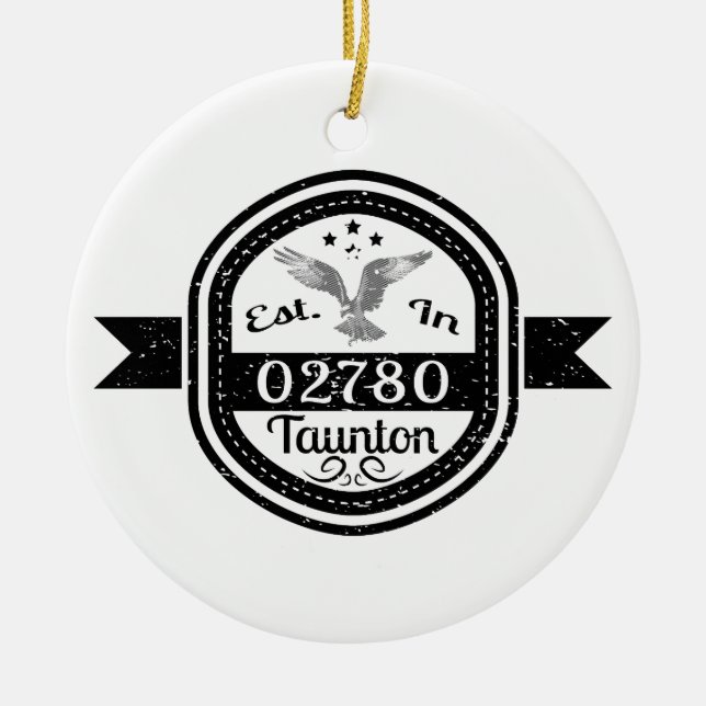 Established In 02780 Taunton Ceramic Tree Decoration (Front)